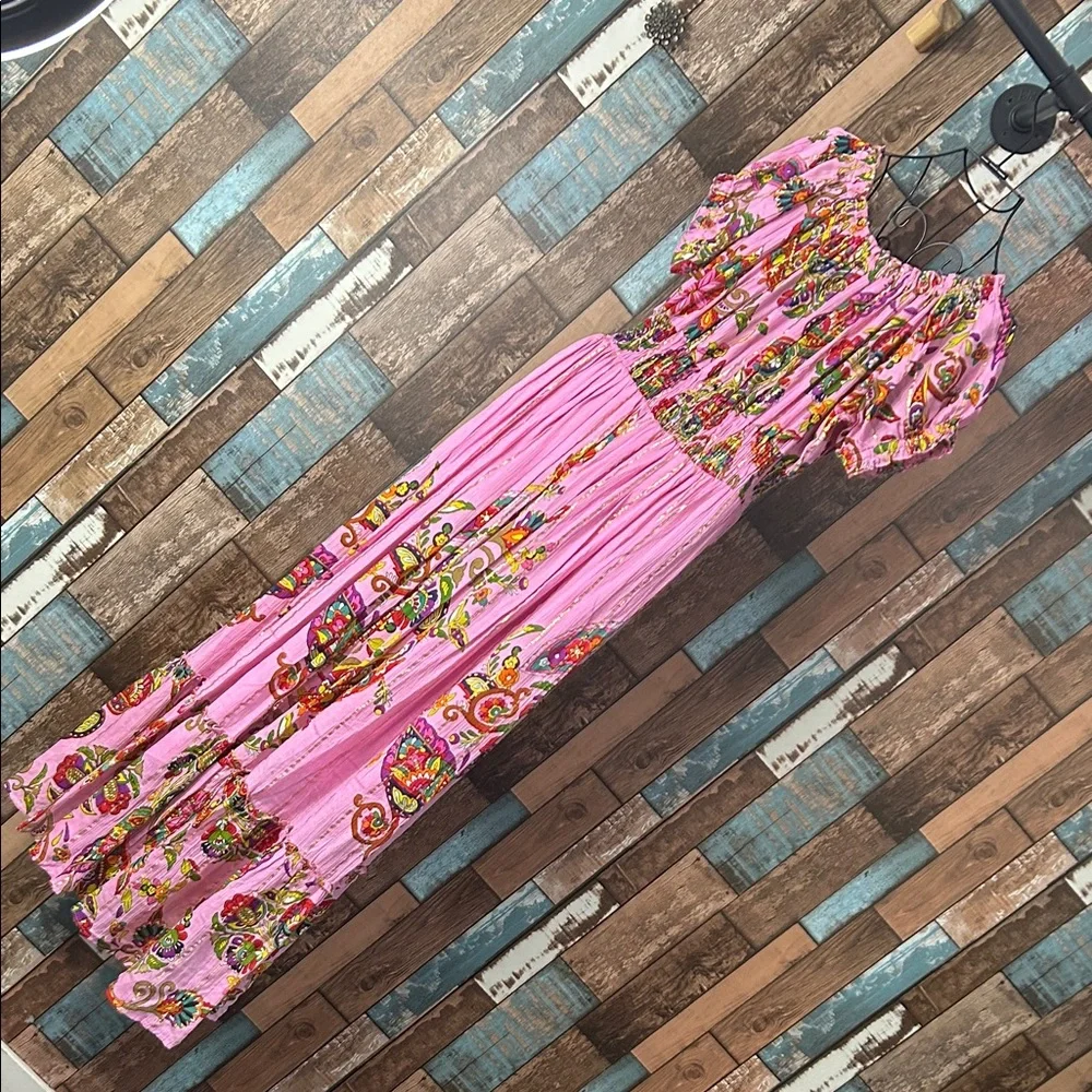 Pink Floral Bohemian Maxi Dress - Women's - Picture 15 of 16